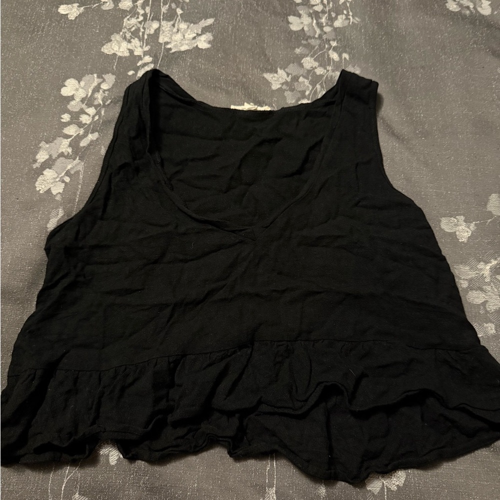 PacSun La Hearts Black Ruffled Edge Tank Top Size XS